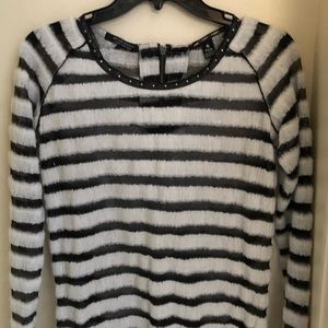 Maison Scotch Net & Mohair Striped Sweater